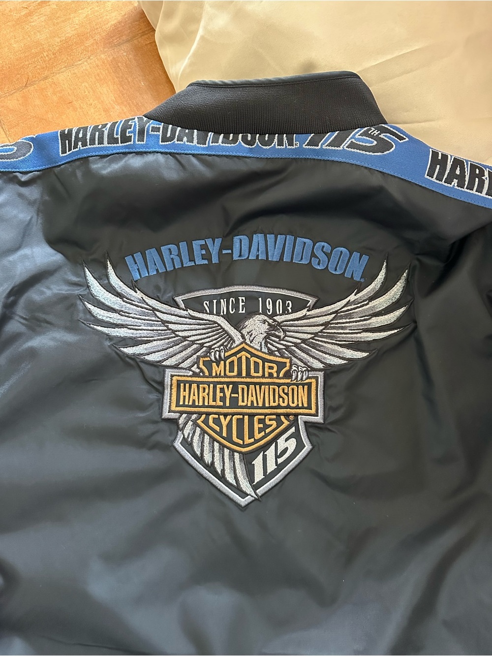 Vintage 115 Anniversary Harley Davidson Nylon Bomber Jacket